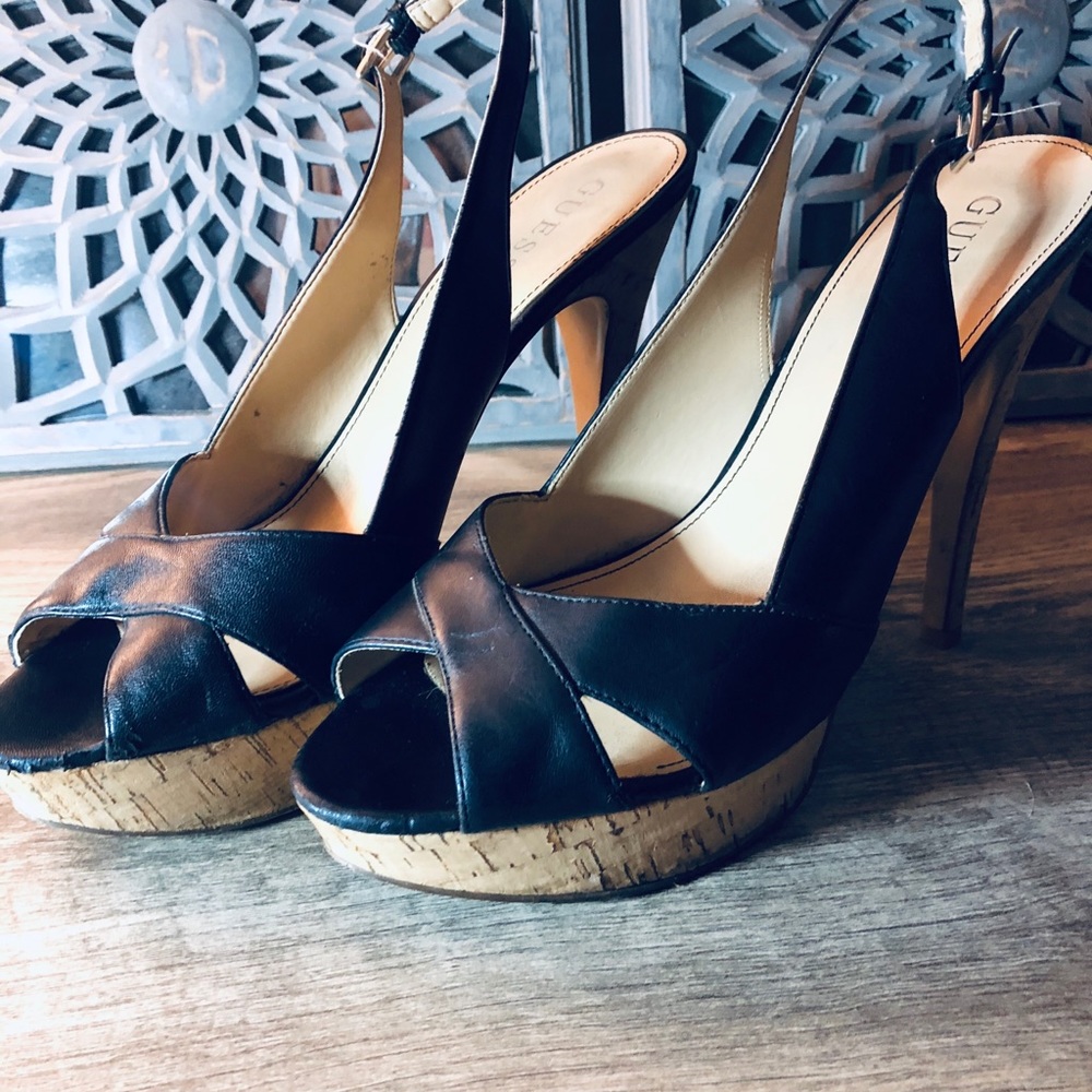 Guess Peep Toe Platform Pumps